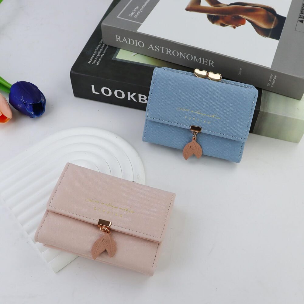 8973 Wallet, Leaf Pendant Small Wallet, Trifold Credit Card Holder Wallet - Picture 2 of 6